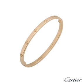 Cartier Rose Gold Plain Love Bracelet SM Size 18 B6047318